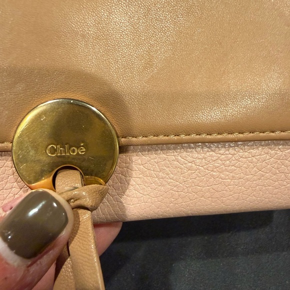 Chloe Indy Continental Flap Wallet Blush Pink Grained Leather Logo Closure - Picture 3 of 16